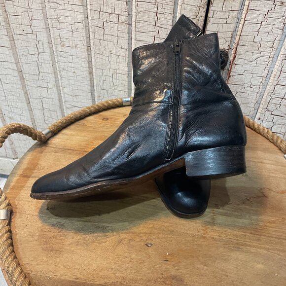 Vintage 60's Beatle ankle side-zip boots brown leather 9 Mod Hip - Picture 3 of 8